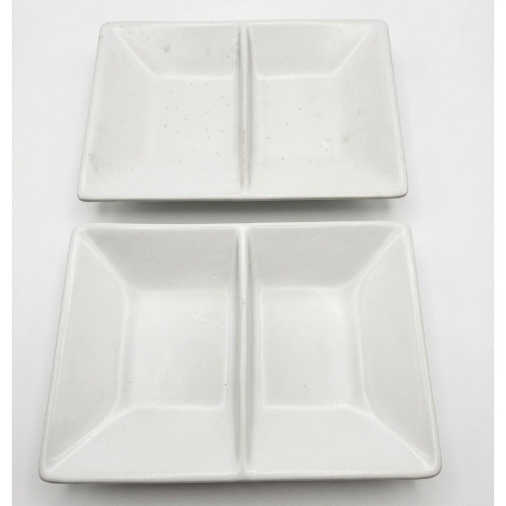 Chantal‎ White Ceramic Divided Appetizer Dishes 91-FP17/4 6.75x5 Set of 2
